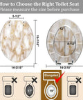 Elongated Toilet Seat Resin for Bathroom dimensions showing measurements for optimal fit for standard toilets.
