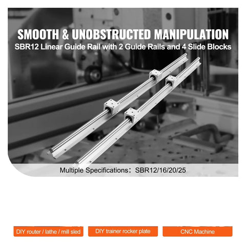 Complete Linear Guide Rail Set With Two Rails And Four UU Bearing Blocks For Smooth CNC Motion And Your DIY CNC Rigs