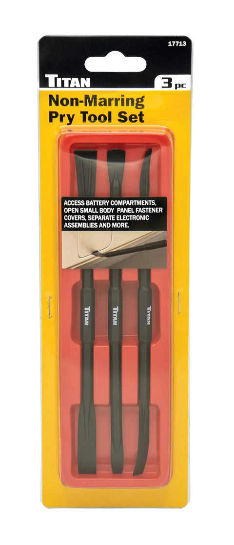 3-Piece Non-Marring Pry Bar Set With Double-Ended Nylon Tools, 7.25-Inch Pry Bars For Tight Spaces And Quick Access in packaging