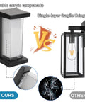 Comparison showing Outdoor Porch Light 18W 6000K 1800LM Double Layer Waterproof vs single-layer glass, highlighting durability.