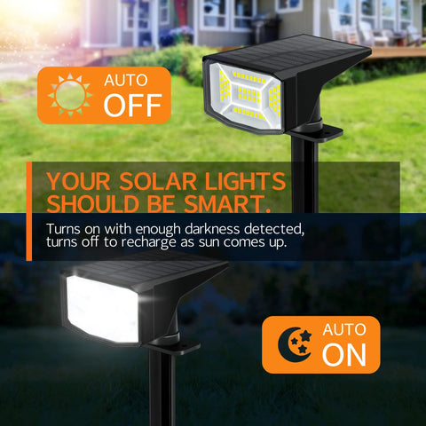 Outdoor Solar Spot Lights IP65 Waterproof 50 LED Spotlight For Landscape And Pathway Lighting, 3 Modes