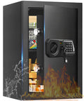 Massive Home Safe Box For Cash And Valuables With Digital Keypad, Fireproof And Waterproof Design open with contents.