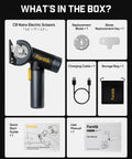 Fanttik C8 Nano Cordless Box Cutter and accessories including replacement blade, charging cable, and user manual.