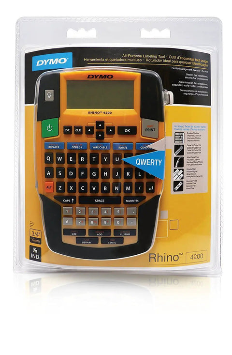 Rhino 4200 Industrial Label Maker With Fast Printing One Touch Hot Keys Rugged Build For Tough Job Sites packaged view