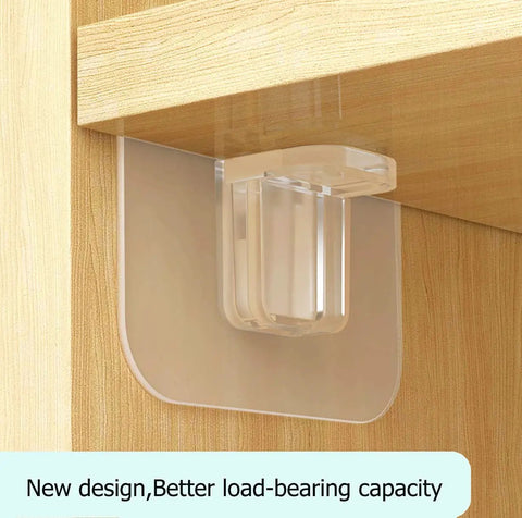 Clear self adhesive shelf support peg under wooden shelf, Self Adhesive Shelf Support Pegs Set Heavy Duty Shelf Clips With 16 Pound Capacity Easy Split Design Strong Partition Pins For Kitchen Cabinets Bookshelves Closets Clapboard Layer And More Mounting Versatility