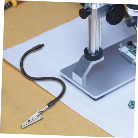 Close-up of stand and clamp from Six Piece Versatile Welding And Soldering Station Arm Magnifying Lamp Clip Top Notch Third Hand Tool Set