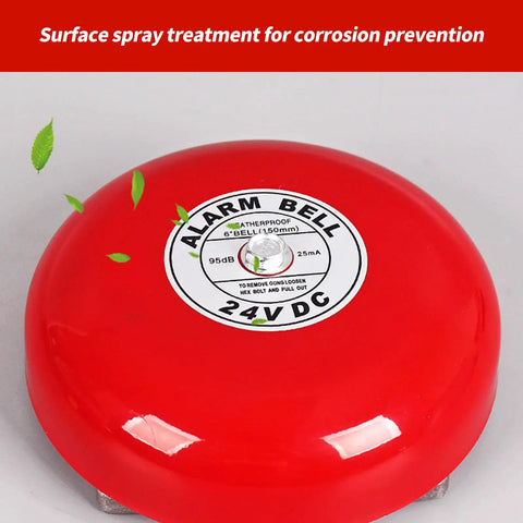 Mega Loud High Volume Electric Security Alarm System With 6 Inch Round Horn 95dB Penetrating Tone Multiple Power Options Durable ABS Construction Long Distance Sound Propagation Easy Mounting Reliable Early Warning For Home Or Business, red 24V DC
