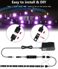 Rgb Led Strip Lights Kit with 3 short 1.64 foot strips dimmable 5050 color changing tape lights, connectors, and RF remote setup guide.
