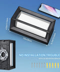 Outdoor Wall Light Set 1800 Lm 6000K Modern Black Exterior Porch Lights with mounting bracket and dimensions shown.