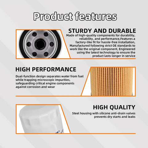 Fuel Water Separator Filter For Marine Engines Compatible With 4.3L 5.0L 5.7L showcasing product features like durability and filtration