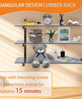 Beefy 9 Level Wall Mount Wood Storage Rack With 1080 Lbs Capacity, Rugged Garage Shelving, Folding Orange Brackets, 6 Pack Hanging Metal Shelves For Indoor And Outdoor Use with mounted items