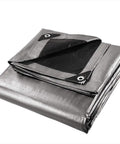 Folded 18x24 Foot Heavy Duty Waterproof Tarp Tarpaulin 10 Mil With Eyelets And Reinforced Edges Reversible Shade Canopy