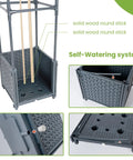 Raised Garden Bed Planter Boxes With Trellis For Climbing Vegetables And Tomatoes And Tomato Cage, self-watering system