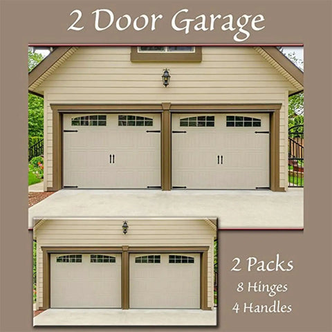 Heavy Duty Garage Door Hardware Kit With Solid Steel Door Handle Hinges Silent Hydraulic Soft Close for 2 Door Garage Setup