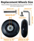Beefed Up Luggage Wheel Replacement Kit With Precision Ball Bearings For Ultra Smooth 360 Degree Spin 70mm by 23mm parts
