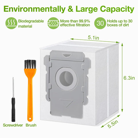 16 Pack Roomba Vacuum Bags For I S And J Series With Killer Dust Filtration Compatible With I3 Plus I4 Plus shown with tools