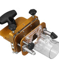 Heavy Duty Mortising Jig Rig With Rust Resistant Stainless Steel Guiding Rails For Woodworking Slotting, close-up view.