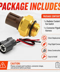 Radiator Coolant Fan Switch Replacement With Connector Pigtail Harness Water Temperature Sensor Switch For Honda Accord Civic CR V Odyssey And Acura Integra RSX TL CL Plug And Play Drop In Ready brass switch and pigtail