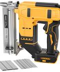 Real Deal Hella Reliable Cordless 18 Gauge Brad Nailer And Staple Gun Combo With Brushless Motor, showing tool and fasteners.