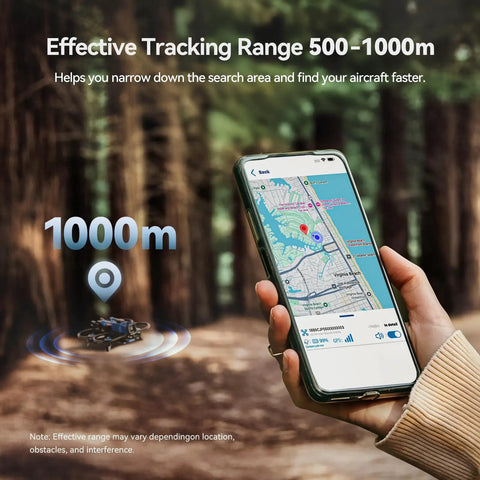 Person holding a smartphone displaying a drone tracking map, showcasing Solid Remote ID Module For Drones Featuring Built In GPS Tracker And Kickass Beeper For Fast Field Recovery No Sweat Setup Sweet Accessory For Pilots Craving Reliable Location Tracking.