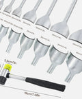 14 Sizes Leather Corner Punch Set With Half Round Punch And Rubber Hammer for DIY leathercraft, 10mm to 40mm, shown in full view