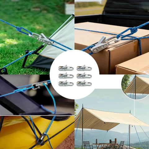 Durable Marine Grade Rope Tensioner With Roller For Easy Secure Tying Six Pack Paracord Adjusters Rope Tightening Tool and Tensioner in use