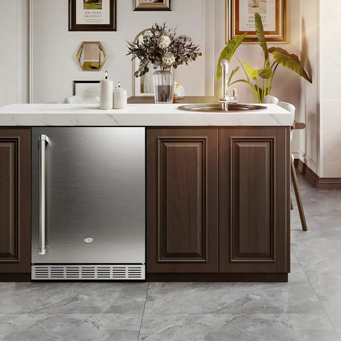 Outdoor Refrigerator Weatherproof Stainless Steel Beer Cooler Under Counter 21 Inch Beverage Fridge With Three Shelves