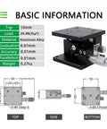 Manual Z Axis Linear Stage With Micrometer Fine Tuning Bearing Slide Table For Precision Inspection And Lab Use, dimensions and specs shown