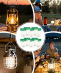 10 Pcs Propane Lantern Mantles U Shaped For Outdoor Lighting Fixtures Camping Green Replacement Lantern Shades shown in use