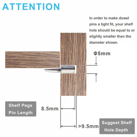 Heavy Duty Nickel Plated Cabinet Shelf Pegs Spoon Shape with details on size and installation for stable shelves.
