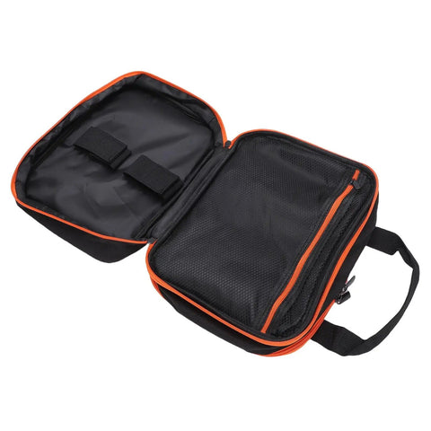 Open Double Layer Protective Carrying Case For Circuit Breaker Finders And Electrician Tools with elastic straps and handle.