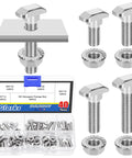 Kickass M5 T Slot Drop In Bolts With Hexagon Flange Nuts 80 Pc Kit 10 12 16 20 MM displayed with hex nuts in a plastic organizer.
