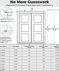 Diagram illustrating track size options for Complete 48 Inch Bifold Door Hardware Kit With Heavy Gauge Track And Quality Pivot Rollers.