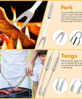 All In One Grill Tools Set 15 Pcs Stainless Steel BBQ Accessories Kit With Portable Carry Bag Includes Tongs and Fork for Grilling