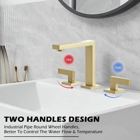 8 Inch Widespread Matte Black Bathroom Faucet For Sink 3 Hole Setup With Pop Up Drain And Supply Hoses 2-Handle Brass Modern Vanity Mixer Tap Easy Install No Fuss Commercial Grade Quality