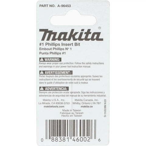 Impactx 2 Phillips 1 Inch Insert Bit Set, 50 Pack Bulk packaging with Makita branding and safety instructions on label