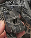 Close-up of a hand holding a brake caliper in an electric bike, showcasing Beefy Electric Bike Brake Pad Set With Quiet Braking.