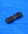 Straight Up 1/4 28 Differential Screw Stainless Steel Flat Head Fully Threaded Right Hand Lock Pin Rock Solid Machine Fastener Precision Adjustment Hardware Single Piece on blue background.