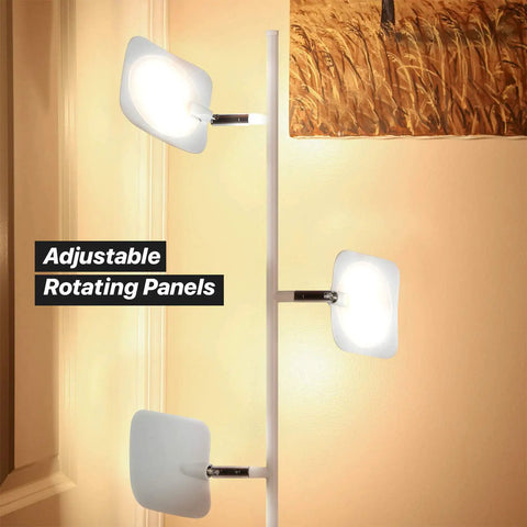 Tree Floor Lamp For Living Rooms And Offices, Dimmable LED Spotlight Tall Lamp With Adjustable Panels, space-saving white design