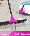 Heavy Duty Floor Squeegee With 18 Inch Wide Head And 58.3 Inch Telescoping Handle Rubber Foam Water Scraper cleaning pool deck