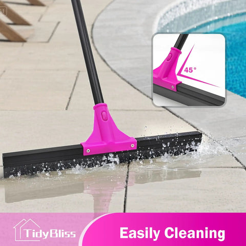 Heavy Duty Floor Squeegee With 18 Inch Wide Head And 58.3 Inch Telescoping Handle Rubber Foam Water Scraper cleaning pool deck