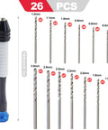 Dead On Precision Pin Vise Hand Drill Kit Featuring Ridiculously Sharp Micro Drill Bits And 1mm Mini Set, 26-piece set with various drill bit sizes.
