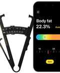 Body Fat Caliper With Skinfold Measurement For Home Fitness, Fast Instant Fat Percentage Readout In App, No Math Needed, Clear Category And Visual Progress Tracking, More Accurate Than A Standard Scale For Real Fat Loss, black caliper with phone app