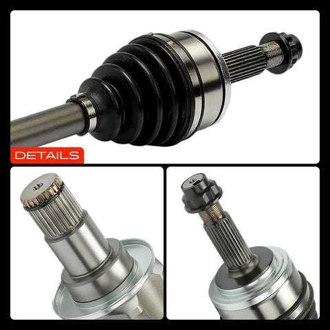 Front Left CV Axle Shaft Assembly for Toyota Camry 2018 2024 2.5L, RAV4 2019 2024 2.5L, Avalon 2021 2.5L North America Built Heavy Duty Front Wheel Drive Replacement Part close-up detailing splines and nut