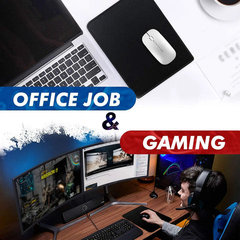 11 X 8.7 Inch Mouse Pad With Stitched Edges And Non Slip Base for Office Job and Gaming on Clean Desk, Sleek Black Surface