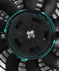 Beat The Heat Shop Grade 12 Inch Curved Electric Radiator Cooling Fan Push Pull Rig close-up view of fan blades and motor.