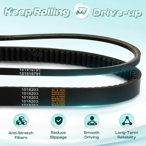 Close-up of Starter Generator and Drive Belt Kit for Club Car DS and Precedent Golf Carts Replaces OEM 1016203 and 101916701