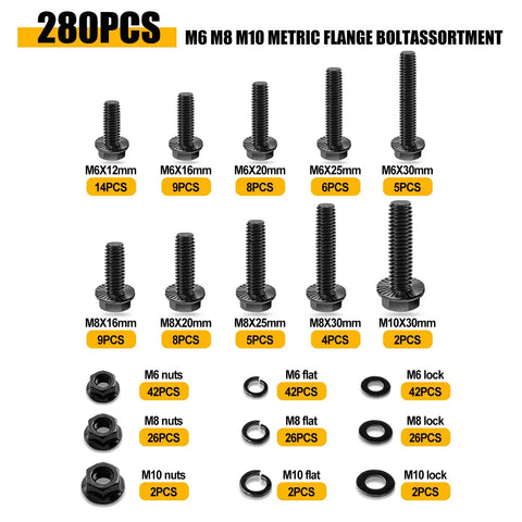 Heavy Duty 3160 Piece Metric Bolt And Nut Kit flange bolt assortment M6 M8 M10 with nuts and washers