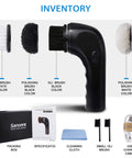 Portable Electric Shoe Polisher Brush For Rapid Shine And Fresh Kicks With Smooth Premium Leather Finish Hassle Free Auto Dust Extractor Kick Game Essentials with various brush heads and accessories.