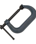 Beefy C Clamp With Four And A Quarter Inch Opening And Three And A Quarter Inch Throat, 6200 Lb Clamping Force, Drop-Forged Frame, Smooth ACME Spindle, V-Groove Anvil, Black Oxide Finish, Model 404 steel C clamp with screw handle